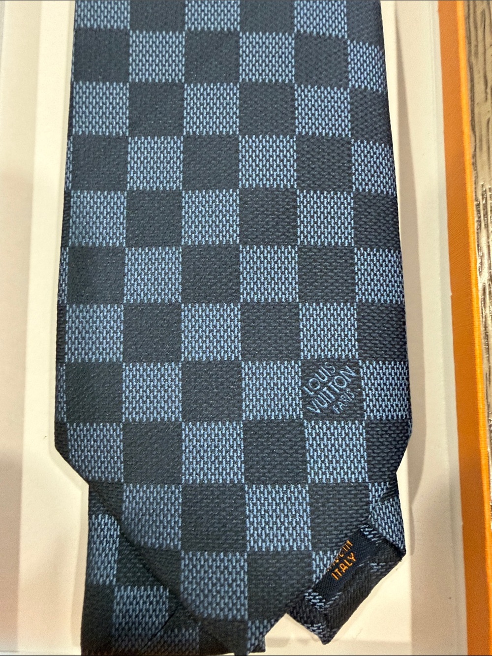 Authentic Louis Vuitton Blue Checkered Men's Tie - - Picture 2 of 5